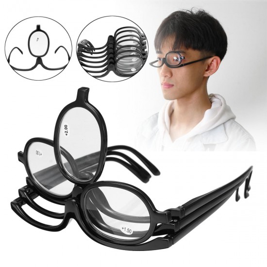 Women Makeup Magnifying Reading Glasses Flip Lens Make Up Eye Glasses +1.00 ~ +4.00 Women Makeup Magnifying Reading Glasses Flip Lens Make Up Eye Glasses +1.00 ~ +4.00