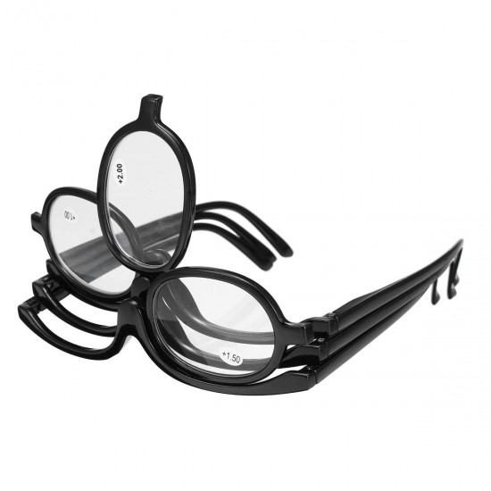 Women Makeup Magnifying Reading Glasses Flip Lens Make Up Eye Glasses +1.00 ~ +4.00