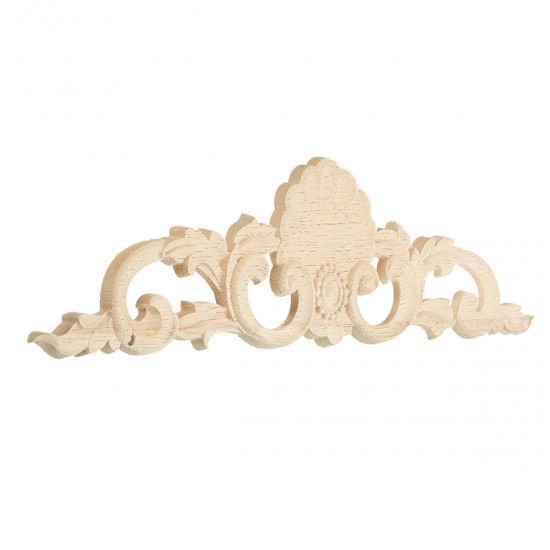 Wood Carved Long Applique Unpainted Flower Door Decoration Wood Carved Long Applique Unpainted Flower Door Decoration