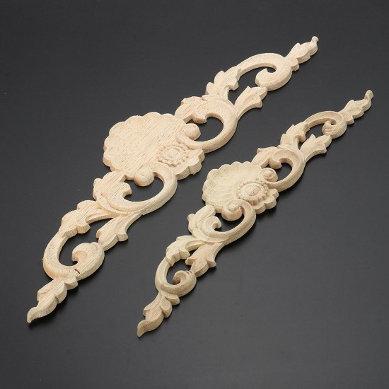 Wood Carved Long Applique Unpainted Flower Door Decoration Wood Carved Long Applique Unpainted Flower Door Decoration