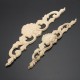 Wood Carved Long Applique Unpainted Flower Door Decoration