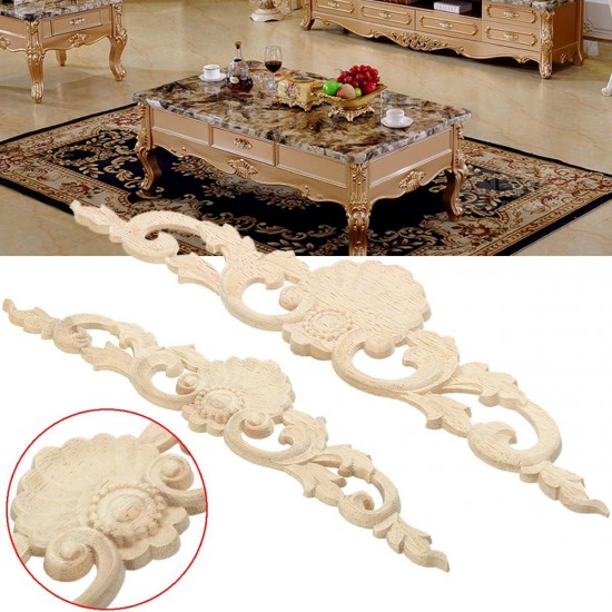 Wood Carved Long Applique Unpainted Flower Door Decoration Wood Carved Long Applique Unpainted Flower Door Decoration