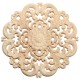 Wood Carved Onlay Applique Unpainted Flower Pattern Furniture Frame Door Decor 15cm