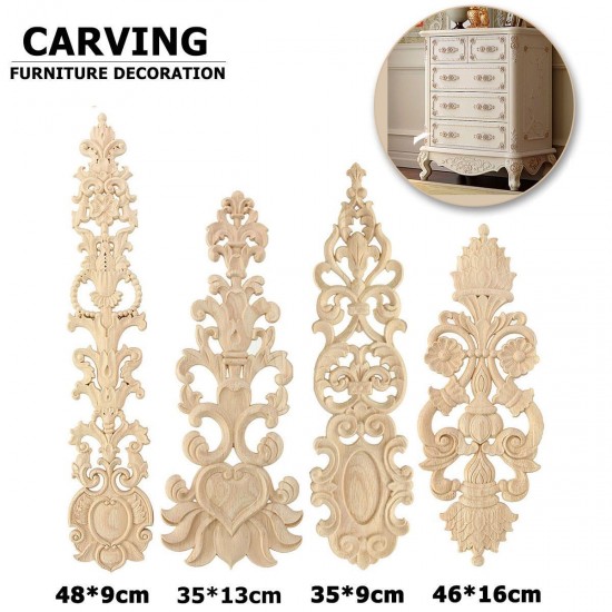 Wood Carving Applique Unpainted Flower Applique Door Decoration Onlay Furniture Cabinet 4 Patterns