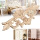 Wood Carving Applique Unpainted Flower Applique Wood Carving Decal for Furniture Cabinet 22x10cm