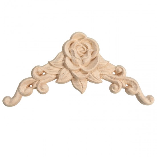 Wood Carving Applique Unpainted Flower Applique Wood Carving Decal for Furniture Cabinet 8x8cm