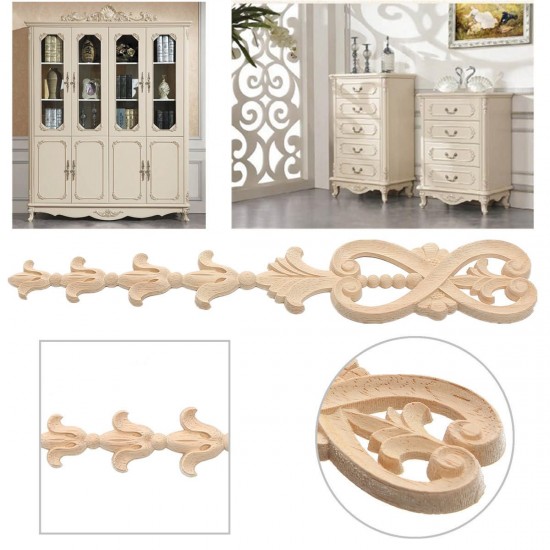 Wood Carving Applique Unpainted Flower Onlay Decal Furniture Cabinet Door Decor 36x7cm Wood Carving Applique Unpainted Flower Onlay Decal Furniture Cabinet Door Decor 36x7cm