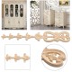 Wood Carving Applique Unpainted Flower Onlay Decal Furniture Cabinet Door Decor 36x7cm