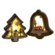 Wood Christmas Tree Hanging Ornaments Battery Powered LED Light Pendants Decoration