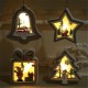 Wood Christmas Tree Hanging Ornaments Battery Powered LED Light Pendants Decoration