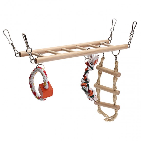 Wooden Bird Parrot Parakeet Cockatiel Ladder Hammock Swing Chew Hanging Toys Wooden Bird Parrot Parakeet Cockatiel Ladder Hammock Swing Chew Hanging Toys