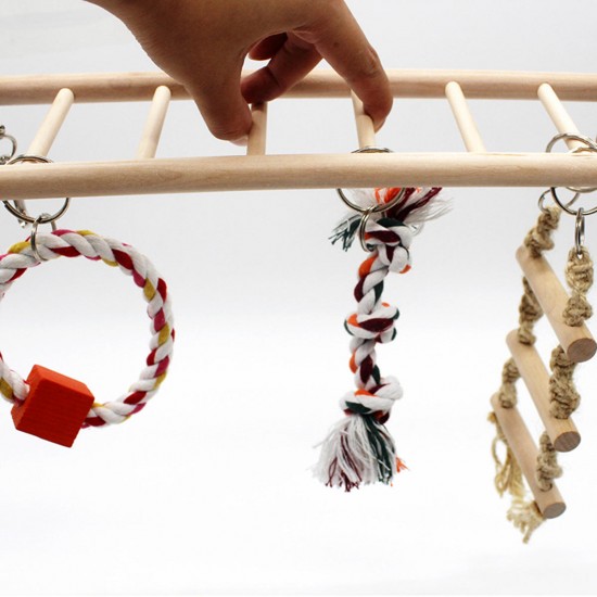 Wooden Bird Parrot Parakeet Cockatiel Ladder Hammock Swing Chew Hanging Toys Wooden Bird Parrot Parakeet Cockatiel Ladder Hammock Swing Chew Hanging Toys