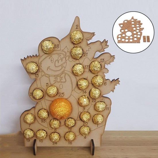 Wooden Christmas Advent Calendar Snowman Chocolates Orange Storage Box Xmas Gift Decorations Wooden Christmas Advent Calendar Snowman Chocolates Orange Storage Box Xmas Gift Decorations