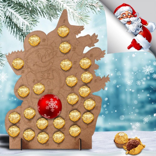 Wooden Christmas Advent Calendar Snowman Chocolates Orange Storage Box Xmas Gift Decorations