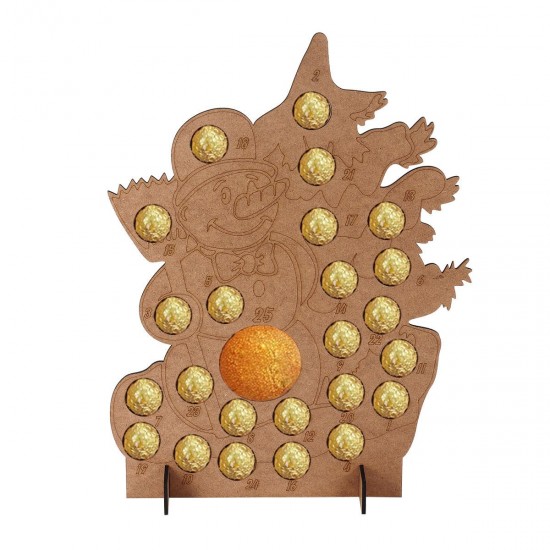 Wooden Christmas Advent Calendar Snowman Chocolates Orange Storage Box Xmas Gift Decorations