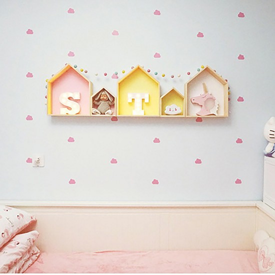 Wooden House Shape Wall Hanging Shelf Toy Storage Rack Home Decorations