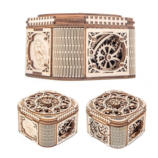 Wooden Mechanical Transmission Jewelry Box DIY Home Office Decor