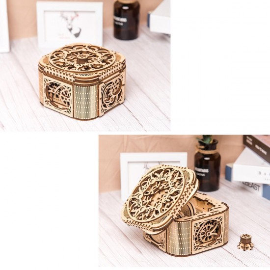 Wooden Mechanical Transmission Jewelry Box DIY Home Office Decor