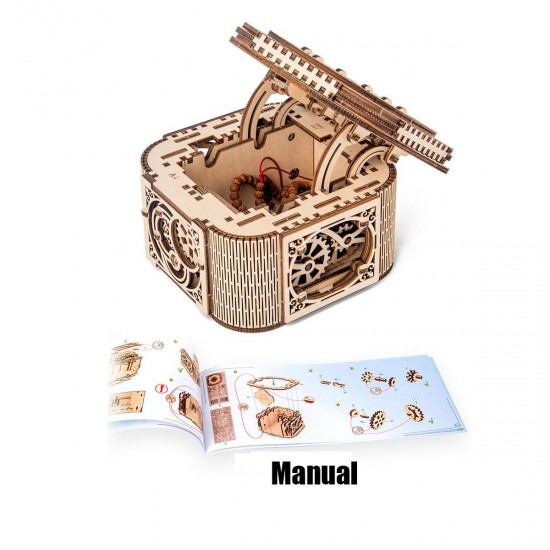 Wooden Mechanical Transmission Jewelry Box DIY Home Office Decor