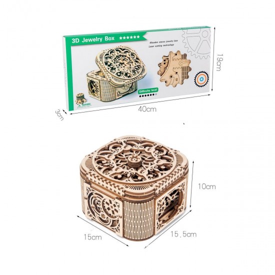 Wooden Mechanical Transmission Jewelry Box DIY Home Office Decor