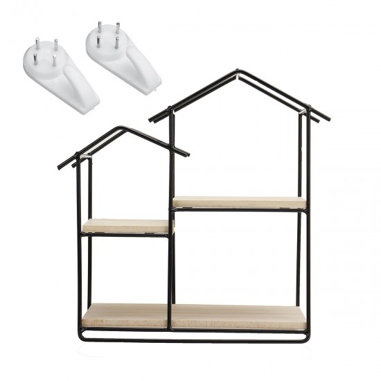 Wooden Metal Floating Shelf Wall Mounted Storage Display Rack House Home Shaped Shelf Wooden Metal Floating Shelf Wall Mounted Storage Display Rack House Home Shaped Shelf