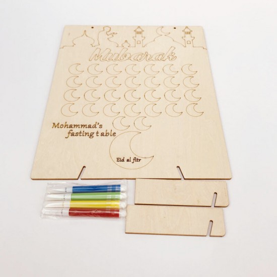 Wooden Ramadan Countdown Calendar DIY Graffiti EID Mubarak Decorations Wooden Ramadan Countdown Calendar DIY Graffiti EID Mubarak Decorations