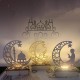 Wooden Ramadan Eid Mubarak Moon Star Islam Hanging Pendant Plate with LED String Light