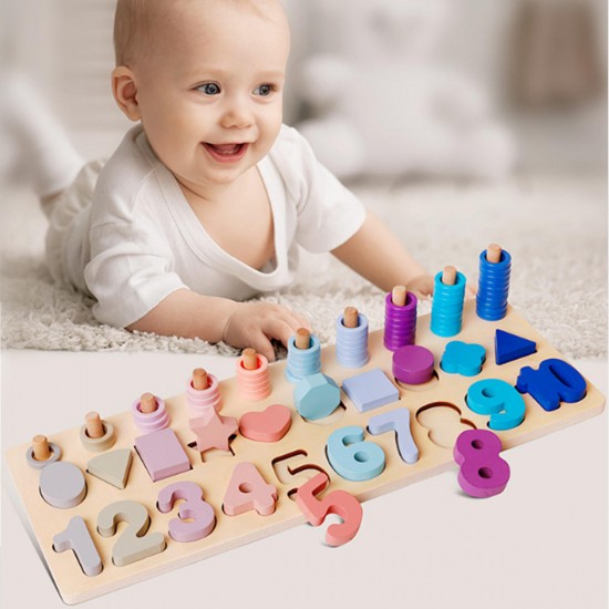 Wooden Toys Rings Montessori Math Toys Counting Board Preschool Learning Gifts