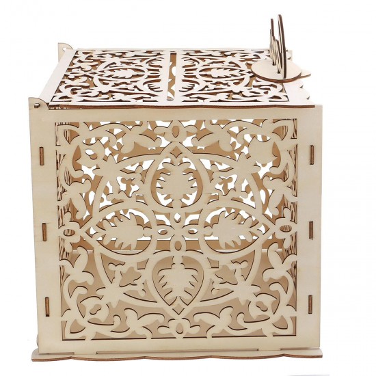 Wooden Wedding Card Post Box with Lock Collection Gift Card Boxes Weddings Decor Supplies