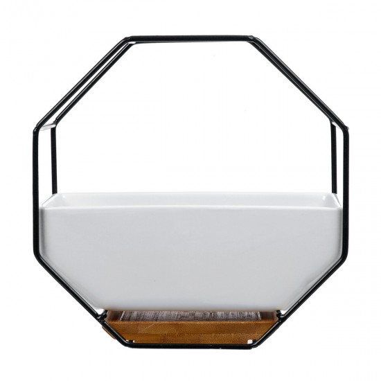 Wrought Iron Simple Octagonal Ceramic Flower Pot Creative Wall Hanging Succulent Flower Pot Set Wrought Iron Simple Octagonal Ceramic Flower Pot Creative Wall Hanging Succulent Flower Pot Set
