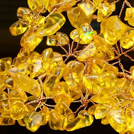 Yellow Feng Shui Crystals Gem Stones Fortune Tree Money Tree Wealth Blessing Home Decorations