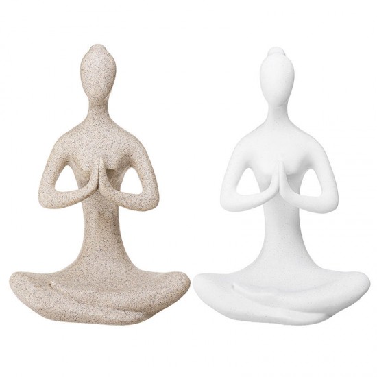 Yoga Lady Ornament Figurine Home Indoor Outdoor Garden Decorations Buddhism Statue Creative Gift