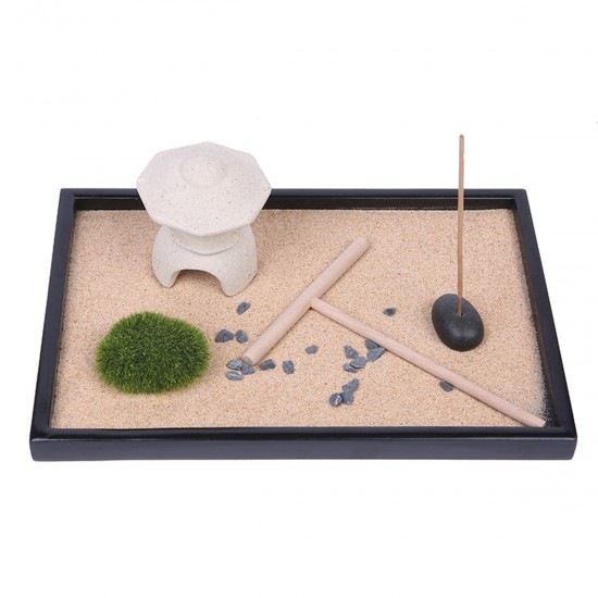 Zen Gardening Sand Kit Candle Holder Spiritual Meditation Joss Sticks Decorations