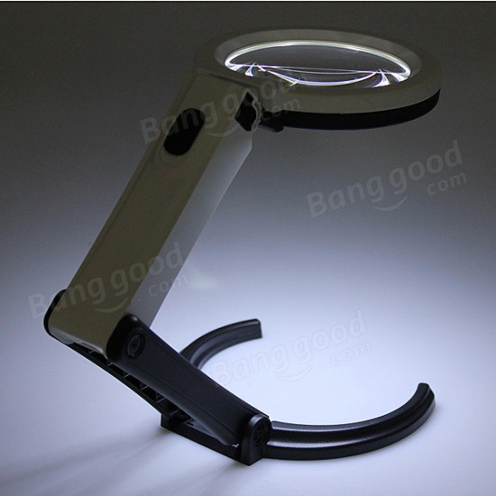 10 LED Lighting Desk Handheld Lamp With 2.5X 8X Magnifier