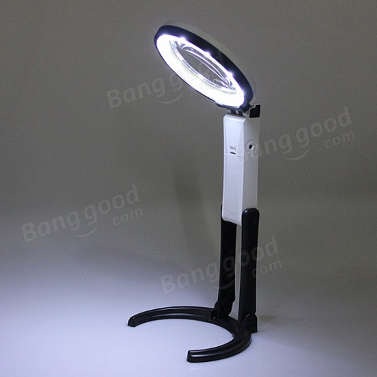 10 LED Lighting Desk Handheld Lamp With 2.5X 8X Magnifier