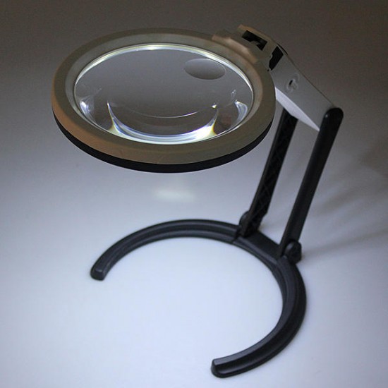 10 LED Lighting Desk Handheld Lamp With 2x 5x Magnifier