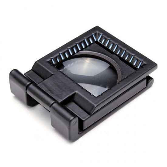 10X Zinc Alloy Black Metal Folding Mini Magnifier with Scale Pouch 10X Zinc Alloy Black Metal Folding Mini Magnifier with Scale Pouch