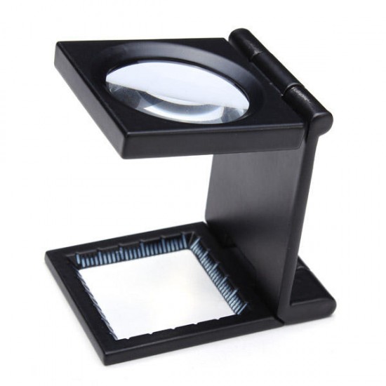 10X Zinc Alloy Black Metal Folding Mini Magnifier with Scale Pouch 10X Zinc Alloy Black Metal Folding Mini Magnifier with Scale Pouch