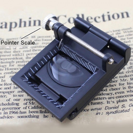 10X Zinc Alloy Metal Folding Mini Magnifier Scale Pouch with Double LEDs