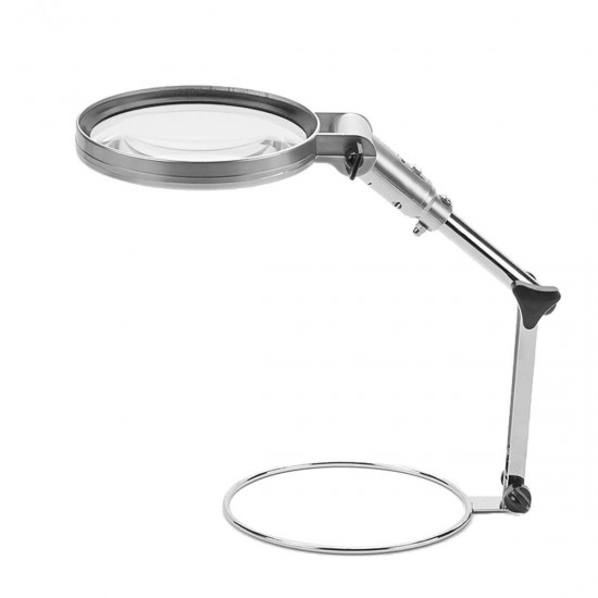 2.5X 120mm Foldable Desktop Illuminated Magnifier Magnifying Glass Reading Loupe LED Lighted Lamp Optical Glass Lens Magnifier