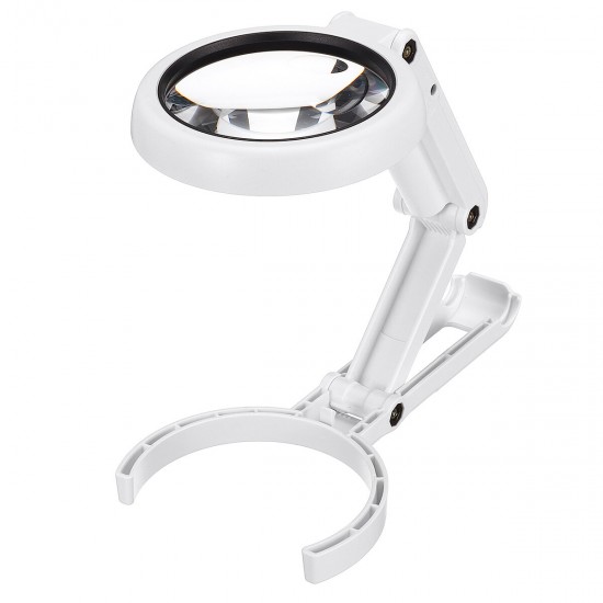 5/11X Magnifying Glass Dual Use Table Lamp Super Bright Stand Non Slip Hand Held With 8 LED Lights for Authenticate Jewelry