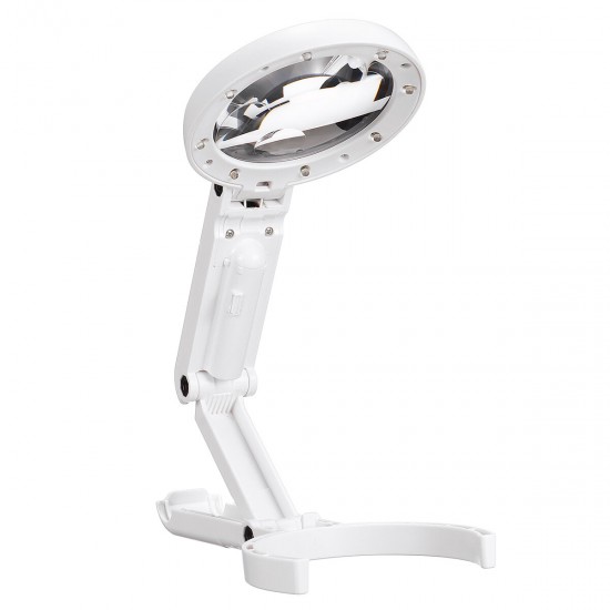 5/11X Magnifying Glass Dual Use Table Lamp Super Bright Stand Non Slip Hand Held With 8 LED Lights for Authenticate Jewelry