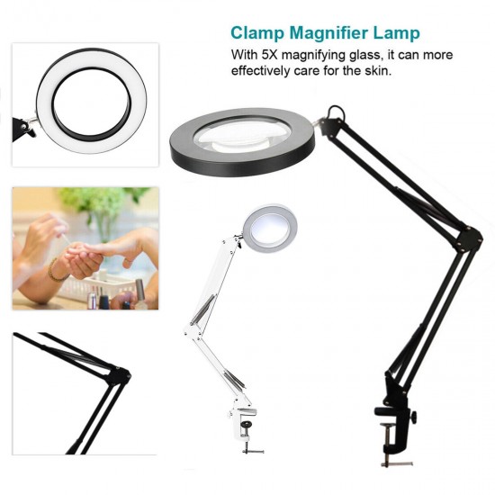 5X Illuminated Magnifier USB 3 Colors LED Glass Table Lamp/Skincare Beauty Tool