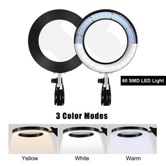 5X Illuminated Magnifier USB 3 Colors LED Magnifying Glass for Soldering Iron Repair/Table Lamp/Skincare Beauty Tool