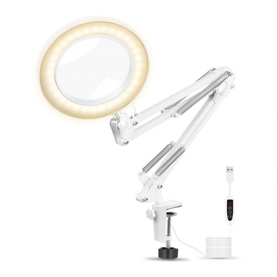 5X Magnifying Lamp Metal Swing Arm 3 Color Modes LED Magnifier Light Glass Lens 5X Magnifying Lamp Metal Swing Arm 3 Color Modes LED Magnifier Light Glass Lens