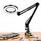 Flexible Desk Large 33cm+33cm 5X USB LED Magnifying Glass 3 Colors Illuminated Magnifier Lamp Loupe