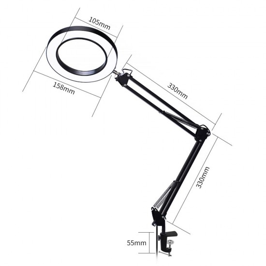Flexible Desk Large 33cm+33cm 5X USB LED Magnifying Glass 3 Colors Illuminated Magnifier Lamp Loupe Flexible Desk Large 33cm+33cm 5X USB LED Magnifying Glass 3 Colors Illuminated Magnifier Lamp Loupe