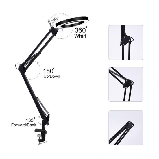 Flexible Desk Large 33cm+33cm 5X USB LED Magnifying Glass 3 Colors Illuminated Magnifier Lamp Loupe Flexible Desk Large 33cm+33cm 5X USB LED Magnifying Glass 3 Colors Illuminated Magnifier Lamp Loupe