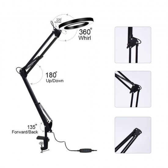 Lighting LED 5X 740mm Magnifying Glass Desk Lamp with Clamp Hands USB-powered LED Lamp Magnifier with 3 Modes Dimmable Lighting LED 5X 740mm Magnifying Glass Desk Lamp with Clamp Hands USB-powered LED Lamp Magnifier with 3 Modes Dimmable