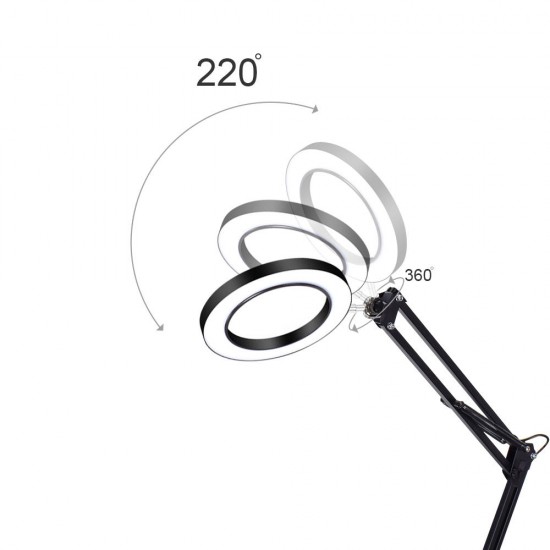 Lighting LED 5X 740mm Magnifying Glass Desk Lamp with Clamp Hands USB-powered LED Lamp Magnifier with 3 Modes Dimmable